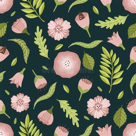 Seamless Vector Floral Pattern Spring Summer Backdrop Hand Drawn