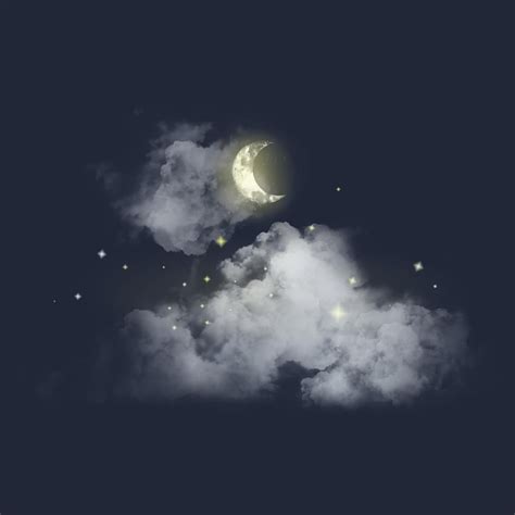 Moon Clouds Yellow Moon Aesthetic Design Dreamy Element Collage
