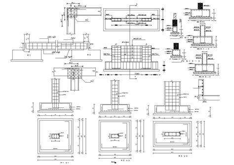 Structural Column Foundation Design With Bars AutoCAD Drawing Cadbull