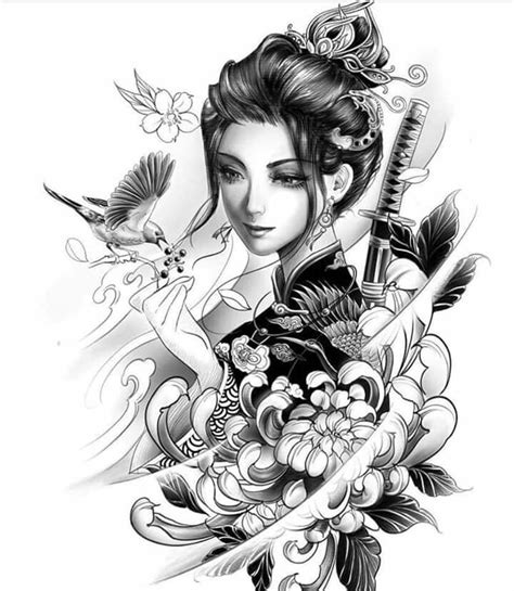 Pin By Thắng Bùi On Mỹ Nhân Ngư Geisha Tattoo Design Female Samurai Tattoo Geisha Tattoo