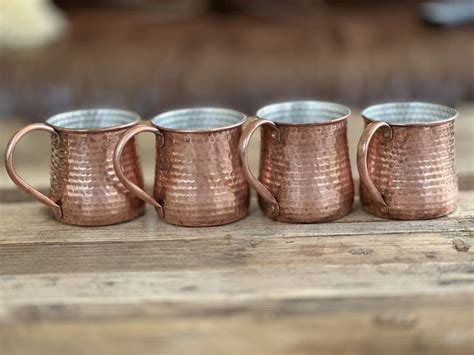 Williams Sonoma Hammered Copper Mugs Set Of 4 Ebay