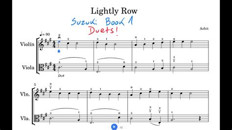 Lightly Row Dueto Violin Viola Partitura Facil Youtube