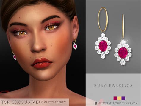 The Sims Resource Ruby Earrings