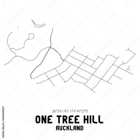 One Tree Hill Auckland New Zealand Minimalistic Road Map With Black