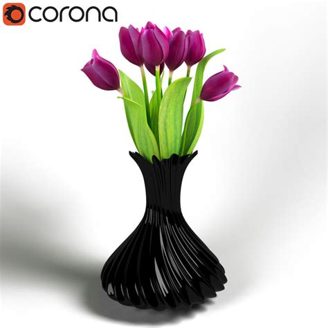 Florero Con Tulipanes Modelo D Unknown Obj Fbx Max Free D