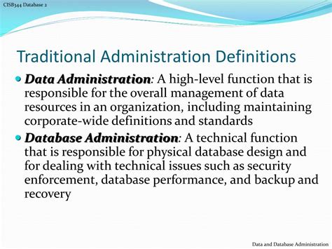 Ppt Data Administration And Database Administration Powerpoint