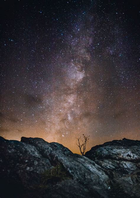 HD wallpaper: rock with background of stars, milky way sky, night ...