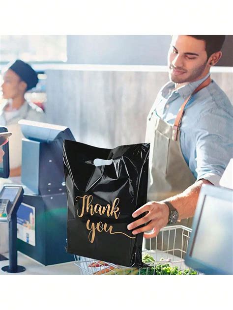 Piezas De Bolsas De Regalo Negras Con Asa De Agradecimiento Bolsas