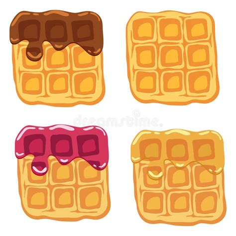 Two Belgian Waffles With Berry Stock Vector Illustration Of Delicious