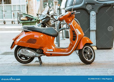 Madrid Spain May 1 2022 A Parked Red Vespa Gts 300 Hpe Supersport