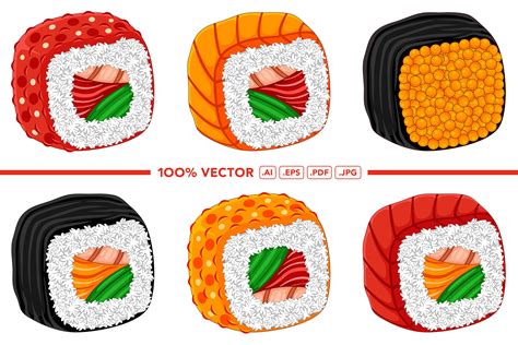 Sushi Vector Pack 01 Gráfico por medzcreative Creative Fabrica