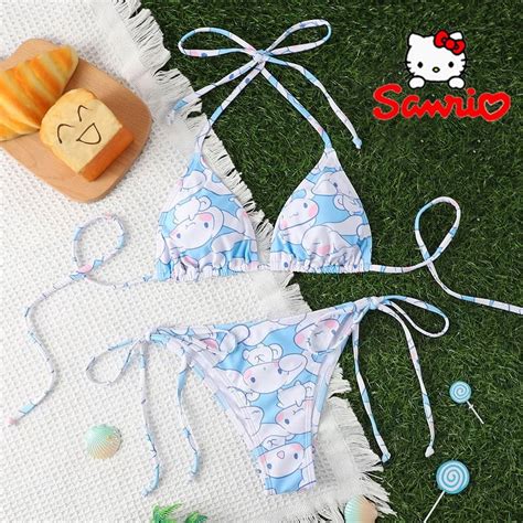 Pcs Sanrio Cinnamoroll Bikini Set Kawaii Cartoon Sexy Women Swimwear Y K Summer Beach Soft Side