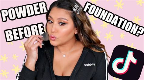 Testing Viral Tiktok Beauty Hack Powder Before Foundation Youtube