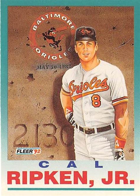 Cal Ripken Jr Baseball Card Baltimore Orioles Hall Of Fame 1992 Fleer