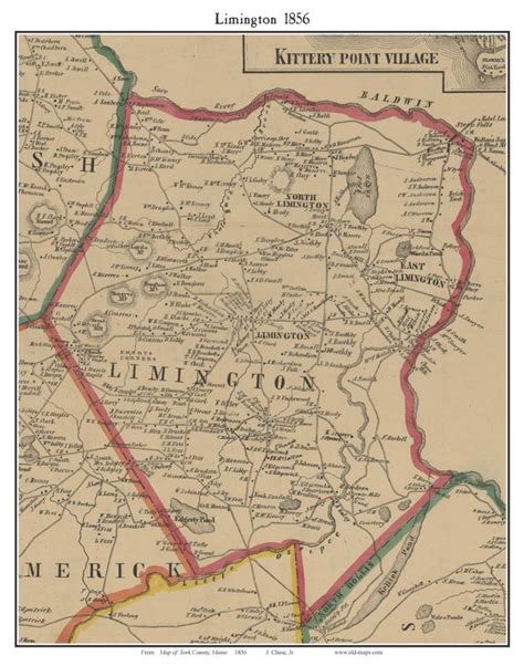 Limington Maine 1856 Old Town Map Custom Print York Co Old Maps