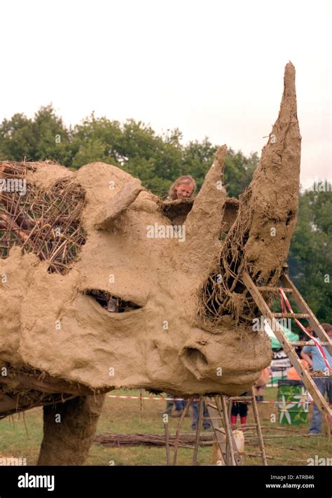 Rhinoceros Sculpture Glastonbury Festival 2003 Stock Photo Alamy