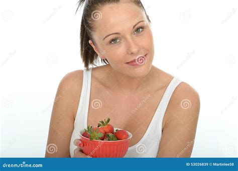 Healthy Happy Natural Young Woman Holding A Bowl Of Fresh Ripe Juicy