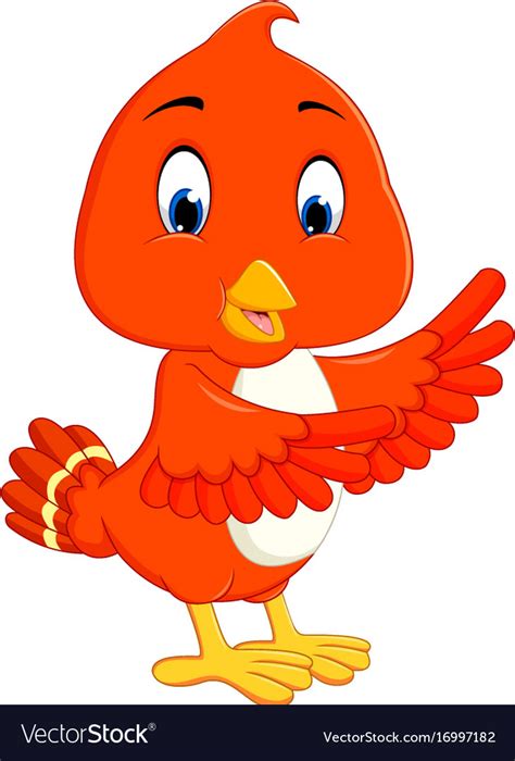 Cute Orange Bird Cartoon Royalty Free Vector Image