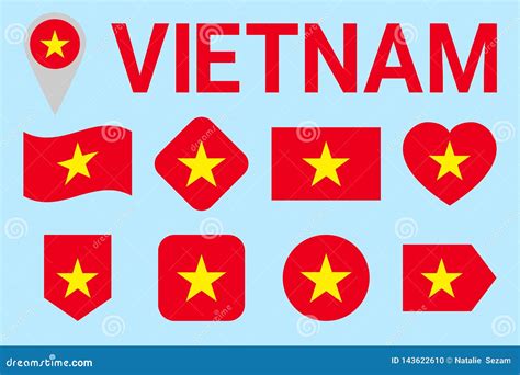 Vietnam Flaggen Vektor Satz Vietnamesische Natioanl Symbolsammlung