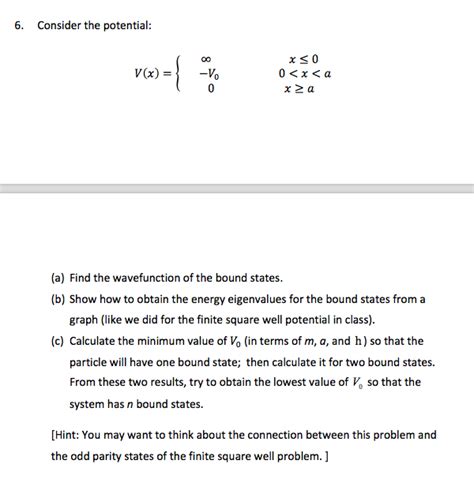 6 Consider The Potential Vx Vo 0 X