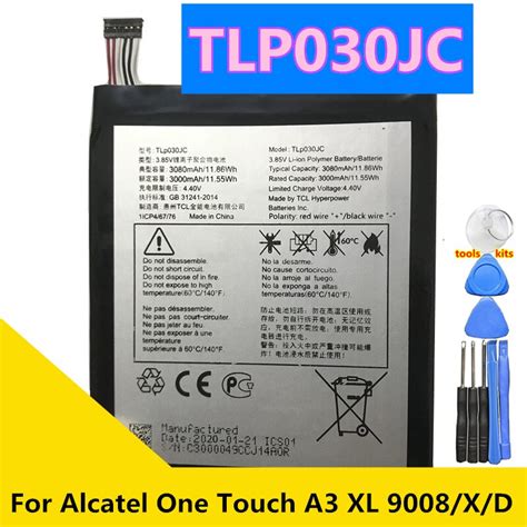 New High Quality 3080mAh TLP030JC Battery For Alcatel One Touch A3 XL