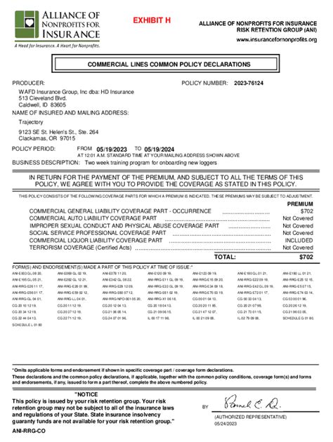 Fillable Online Common Policy Declarations Meaning Benefits Example Fax Email Print Pdffiller