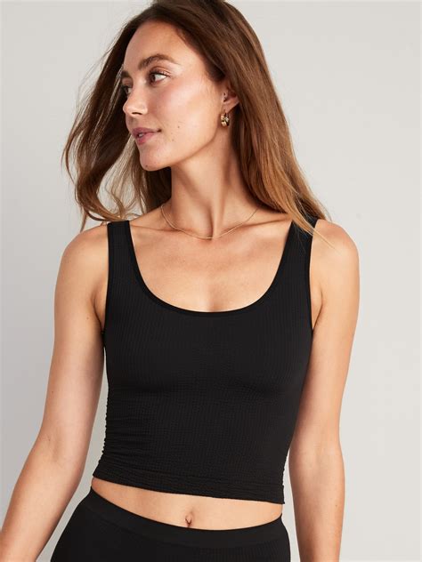 Cropped Rib Knit Seamless Cami Bra Top Old Navy