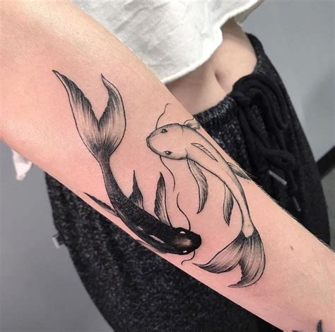 Yin Yang Koi Fish Black Work Tattoo Hon Tattoo Forearm Tattoos