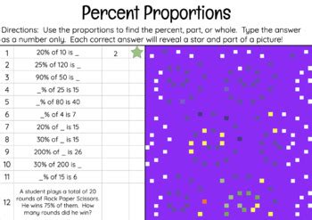 Percent Proportions Digital Pixel Art By Try Angle Math TpT