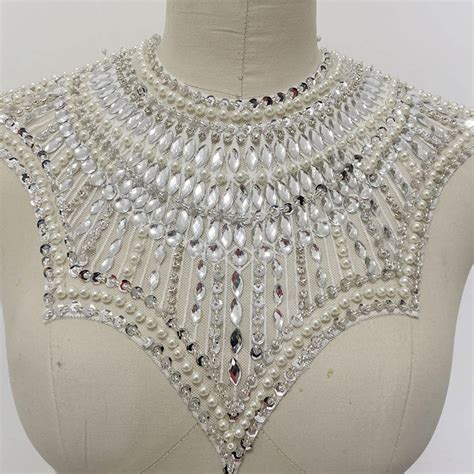 Rhinestone Bib Collar Necks Beaded Neckline Trims Applique Etsy