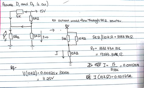 dc - Diode circuit analysis using ideal diodes exam problem ...