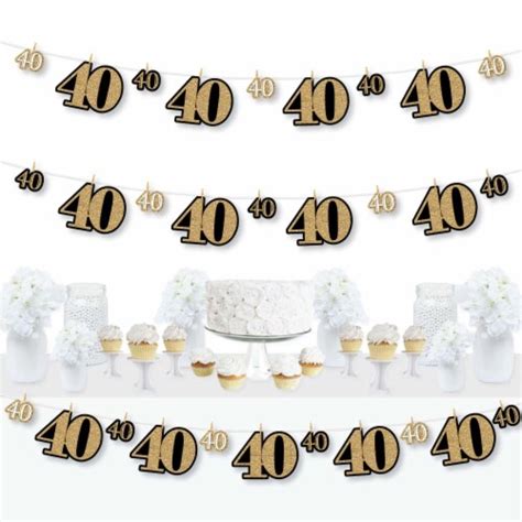 Big Dot Of Happiness Adult 40th Birthday Gold Party Diy Decor Clothespin Garland Banner 44 Pc