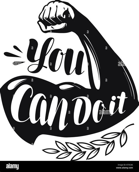 You Can Do It Lettering Strong Hand Confidence Motivation Concept