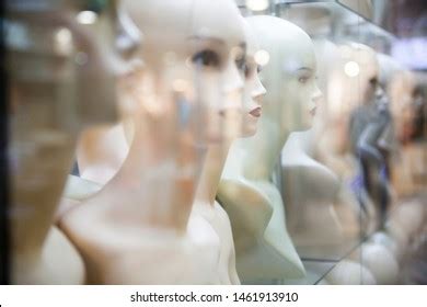 Naked Female Mannequins Shop Window Closeup Stock Photo 1461913910