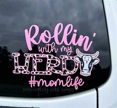 Rollin With My Herd Momlife Car Decal Mom Life Car Decal Mom Car