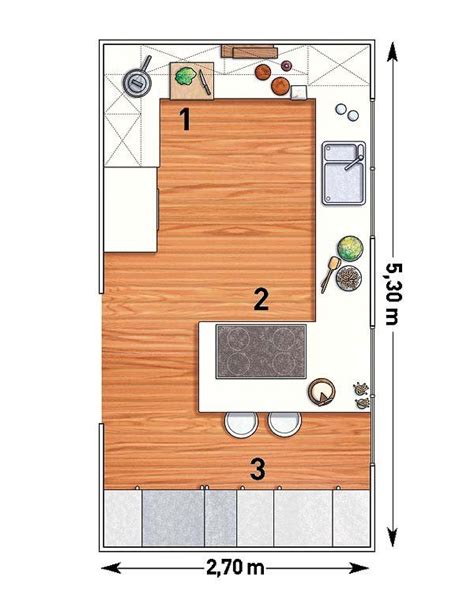 Una Cocina Rectangular Con Península Decoración De Unas Cocinas