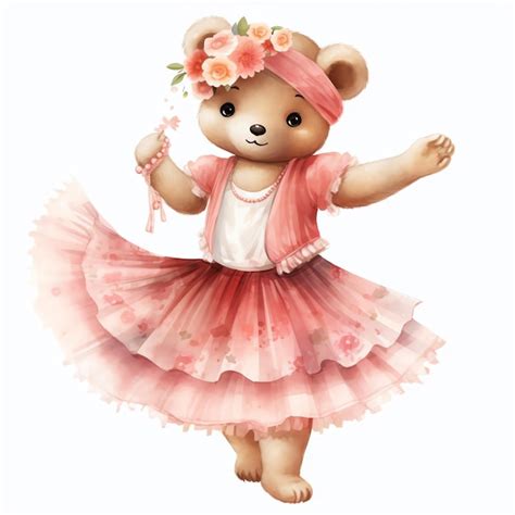 Belle Bollywood Dancer Teddy Rose Ours En Peluche Aquarelle Clipart