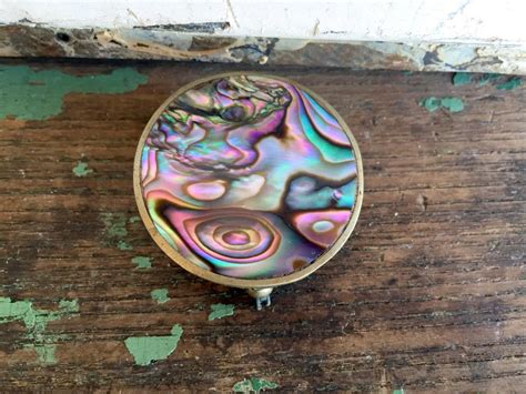 Vintage Alpaca Mexico Silverplate Abalone Shell Pill Box Etsy