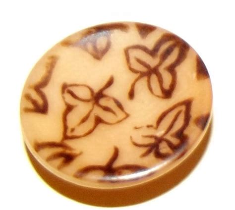 Antique Vegetable Ivory Button With Transfer Pattern Of Leaves Etsy