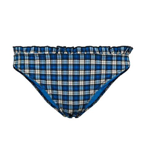 Ganni Checked Low Rise Bikini Bottoms GANNI