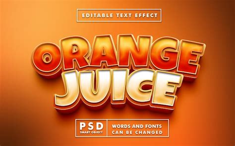 Premium Psd Orange Juice D Text Effect Premium Psd