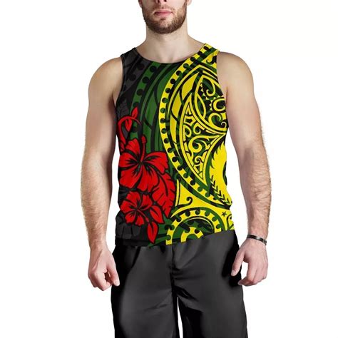 AIO Pride Hawaii Men S Tank Top Polynesian Patterns With Hibiscus Fl