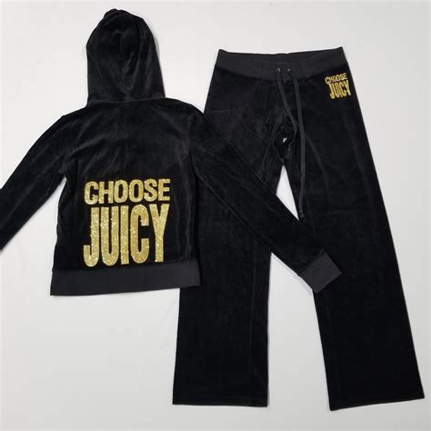 Juicy Couture Tracksuit Set Black Velour Gold Depop