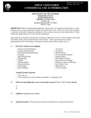 Fillable Online Home Nps COMMERCIAL USE AUTHORIZATION Page 1 Of 10 Fax