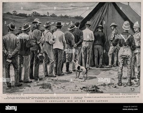 Boer War Thirsty Ambulance Men Queuing Up At A Beer Tent Process