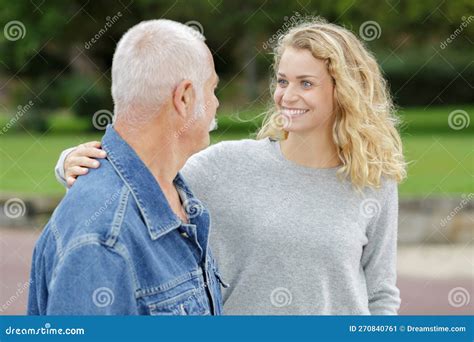 Senior Father With Adult Daughter Outdoors Stock Image Image Of Mature Help