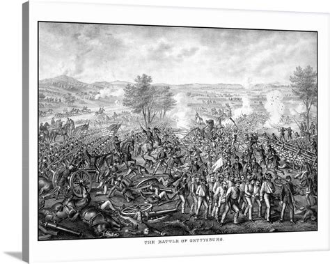 Vintage Civil War Print Featuring The Battle Of Gettysburg Wall Art