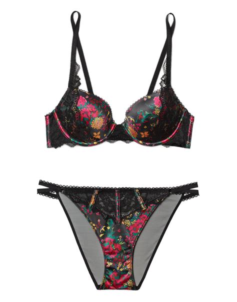 Rochelle Floral Black Push Up Demi 30c 32b Adore Me