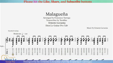 Malagueña By Ernesto Lecuona Arr By Francisco Tárrega For Guitar Lessons For Beginners With