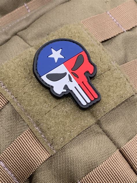 Texas Flag Punisher Skull Pvc Patch Etsy